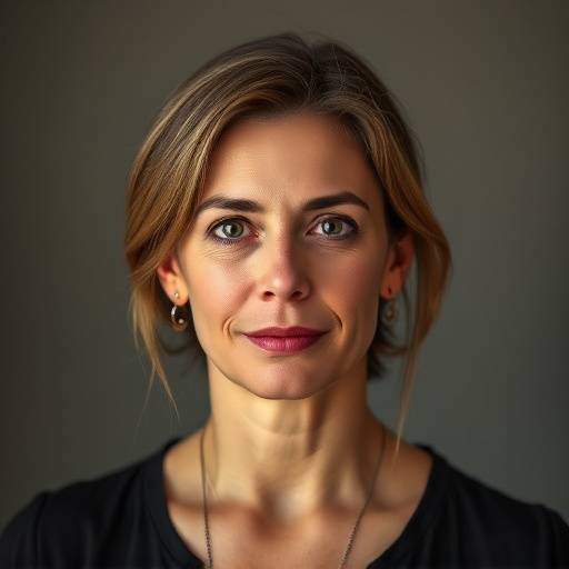 Retrato de Carla Rodrigues, professora de dicäão e técnica vocal.